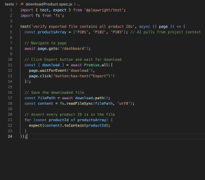 Verify products code snippet